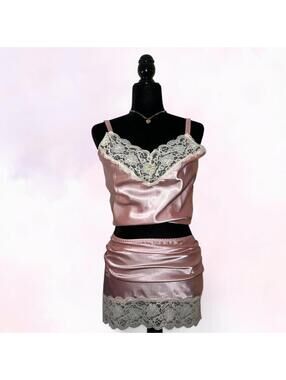 Vintage 1990s Tiffanys Closet Pink And White 2 Piece Set Coquette Feminine